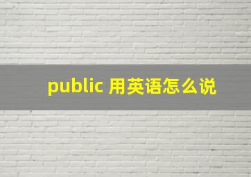 public 用英语怎么说